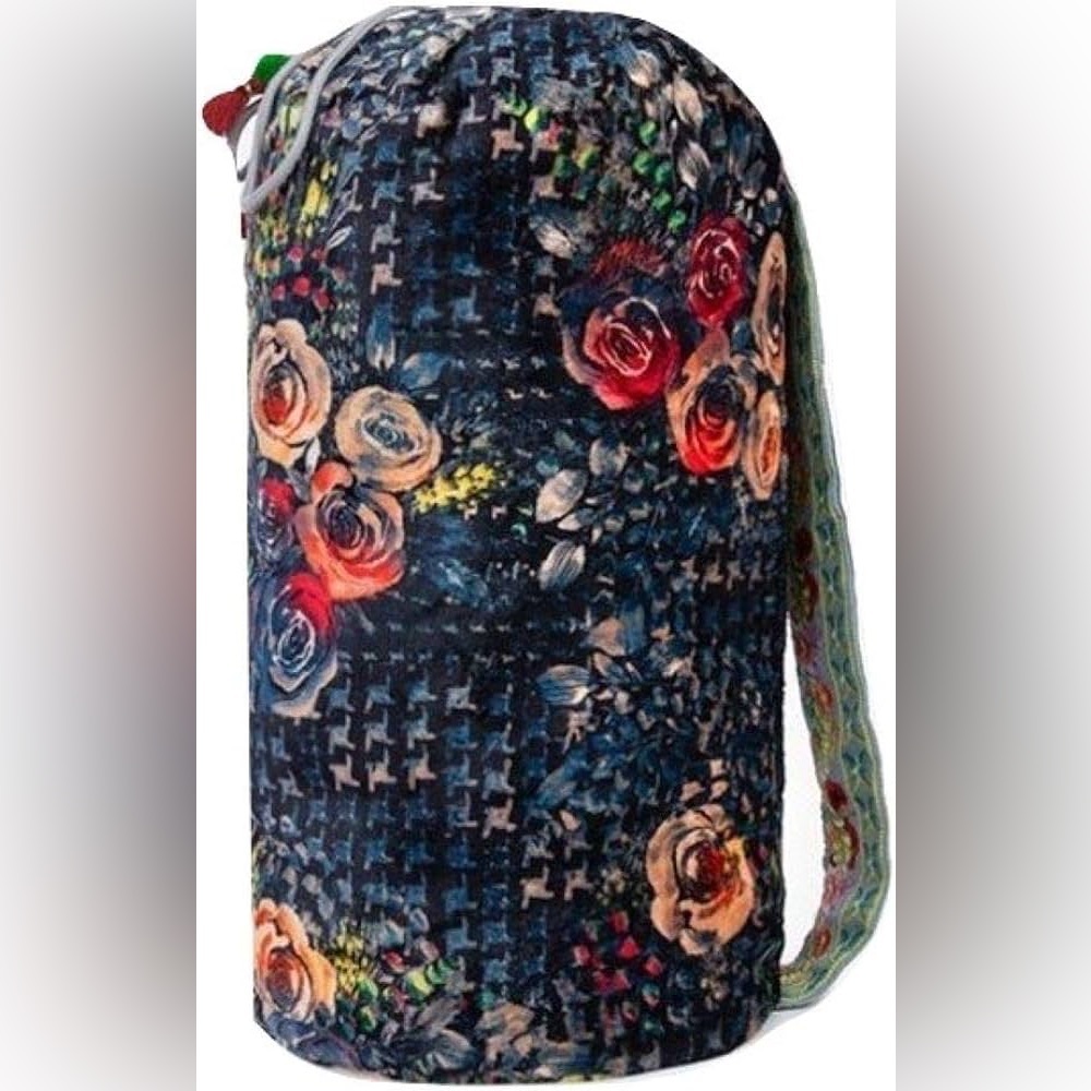 NEW Johnny Was Fleece Drawstring Duffle Bag Rose Floral Print